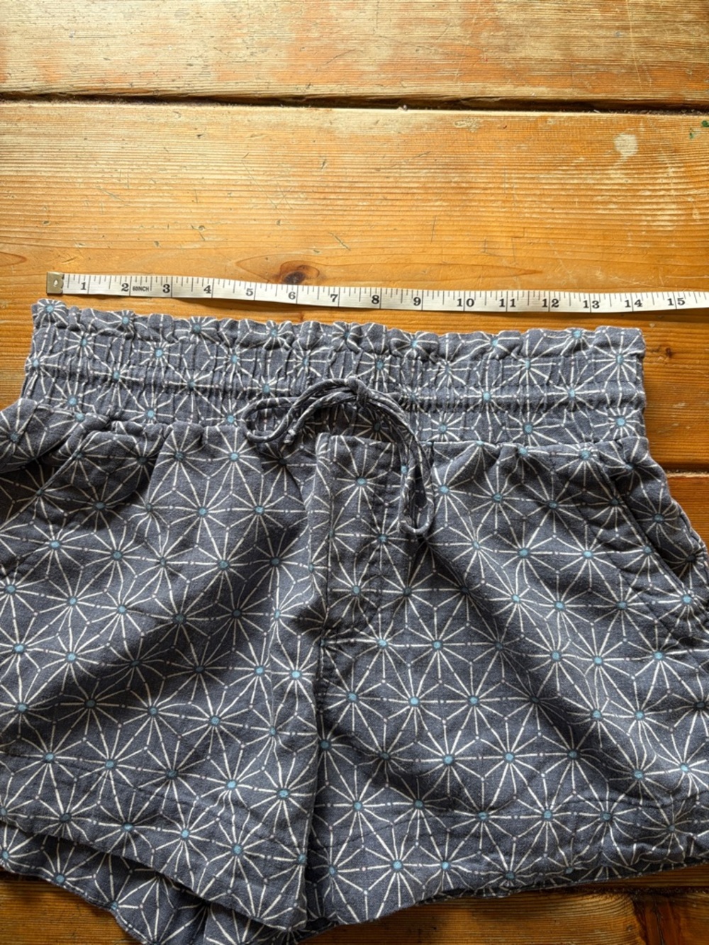 A New Day Linen Blend Shorts Womens Small Blue Gray Drawstring High Waist - Picture 5 of 7